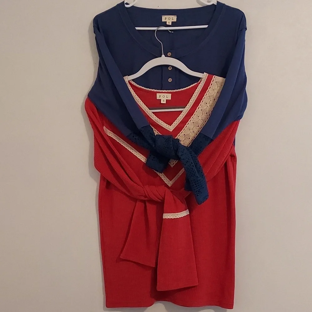 2/ $25 P0L Tunics I Henley & V-Neck Tops - Picture 9 of 9